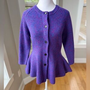 Saks Fifth Avenue Black Label Purple Ribbed Cardigan